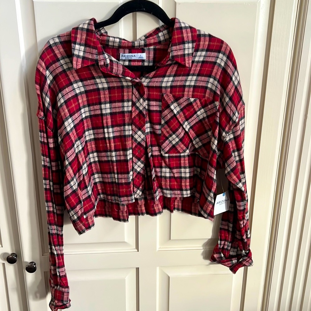 Arizona Cropped Plaid Top, Size L